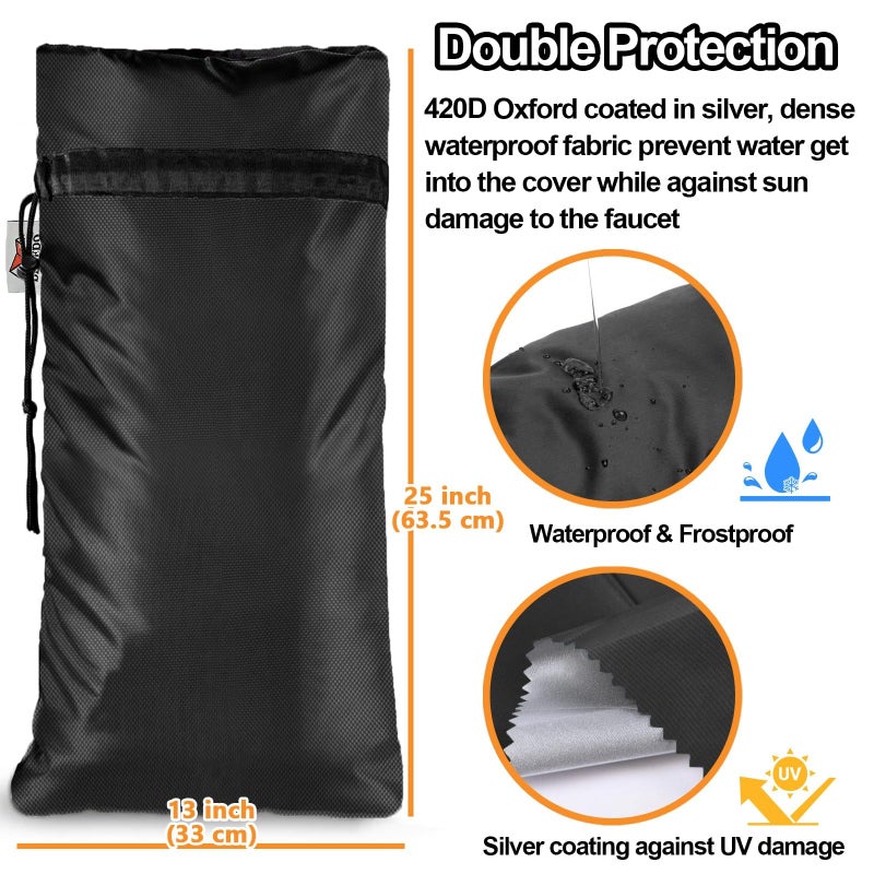 DEMEDO XXL Outdoor Faucet Covers for Winter, 3M Thinsulate Sprinkler Freeze Protector, 25â€H x 13â€W for Garden Lawn Faucets and Yard Hydrant, Waterproof Insulated Spigot Cover, Reusable Faucet Sock - Image 3